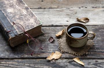 A book and a coffee